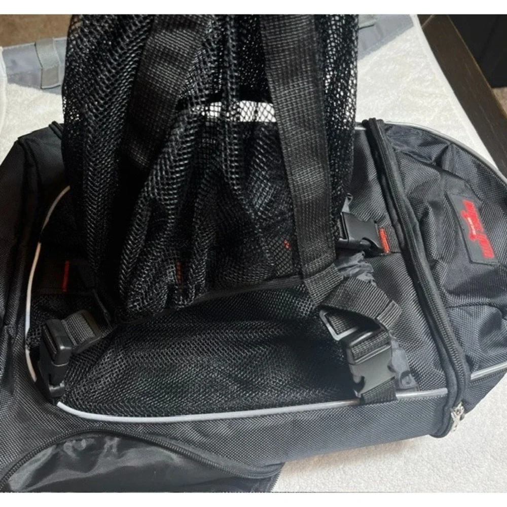 Bad*ss Moto Motorcycle Helmet Backpack Reflective W/ Mesh Helmet Net Attach-2003